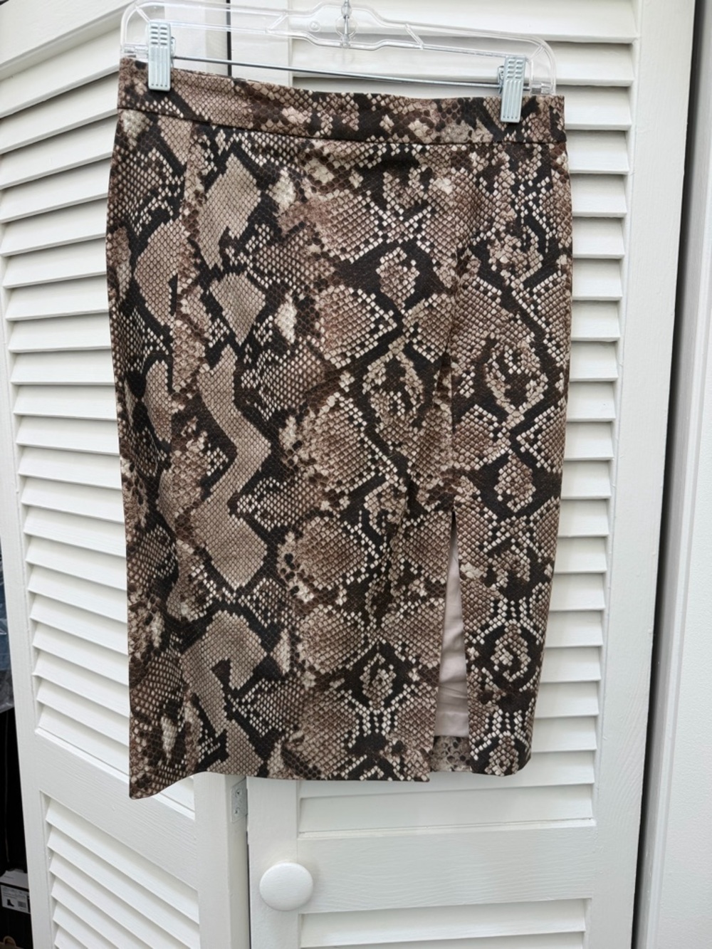 Altuzarra Brown Snake-Print Pencil Skirt